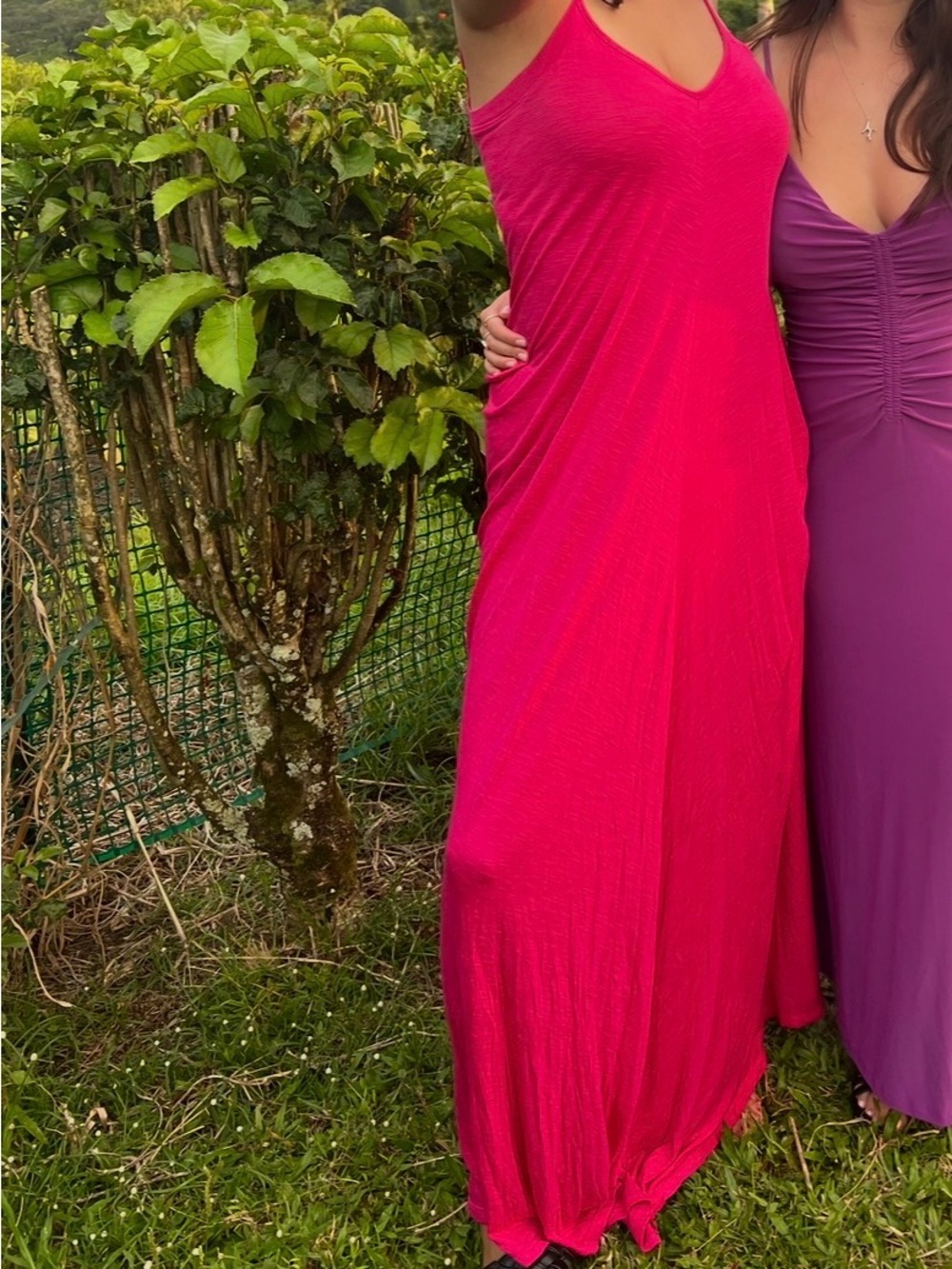 Anthropologie Bright Pink V-Neck Maxi Dress!